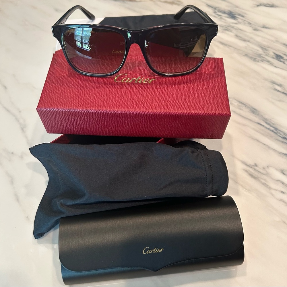 Cartier Sunglasses Authentic NIB Case Product Info Lens Cloth CT0001SA